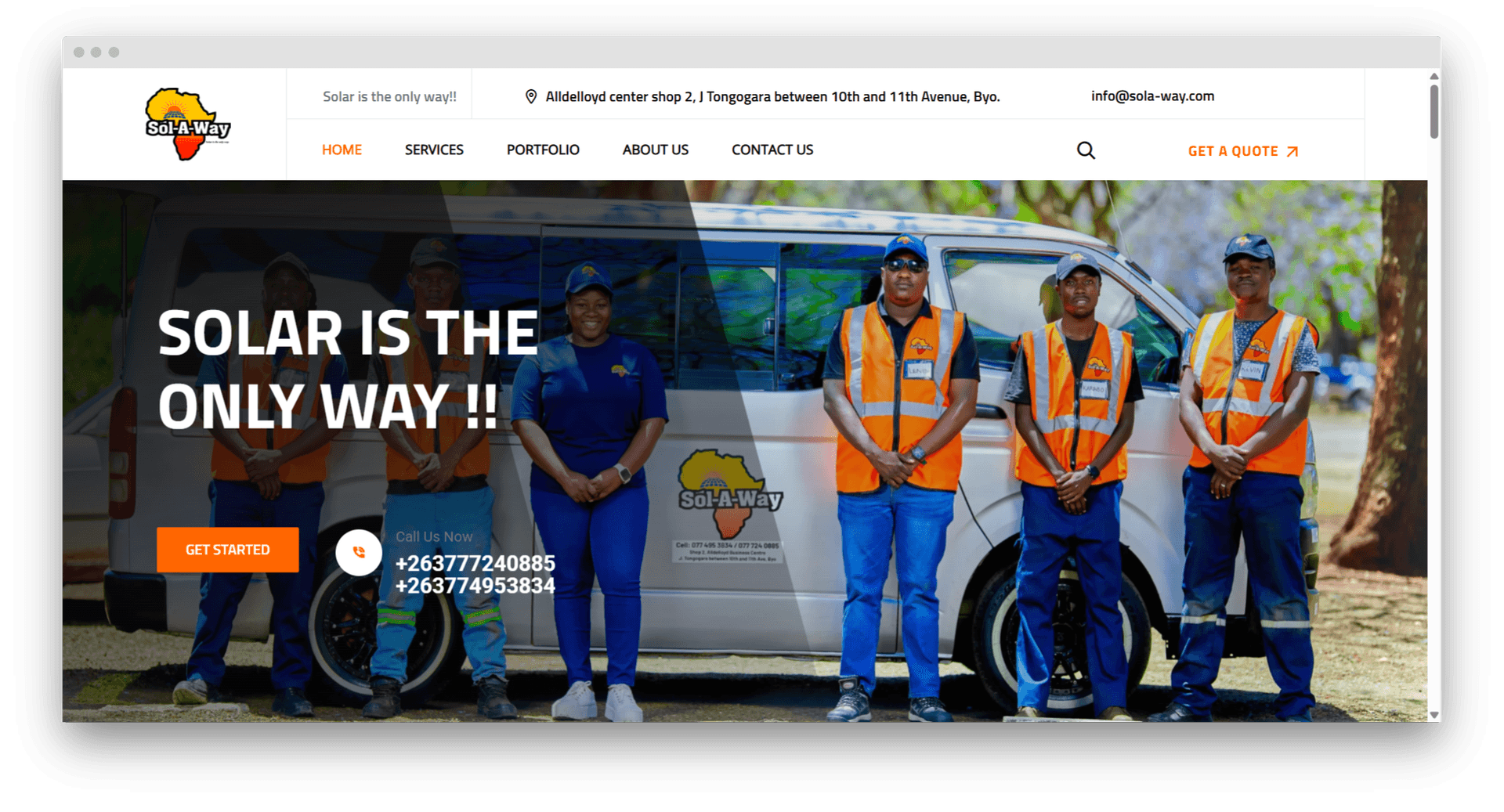 Sol-A-Way Solar Company Website - Renewable energy website built by Line IT Bulawayo