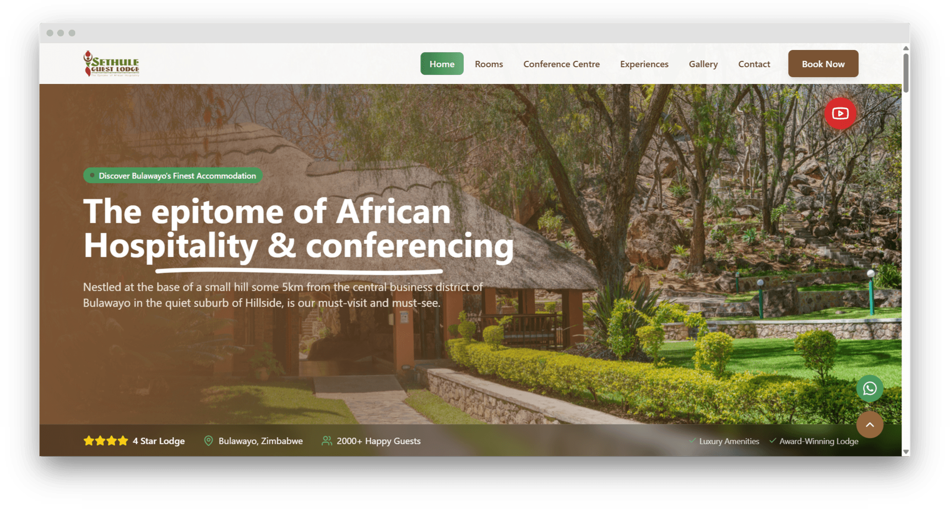 Sethule Lodge Hospitality Website - Luxury accommodation website designed by Line IT